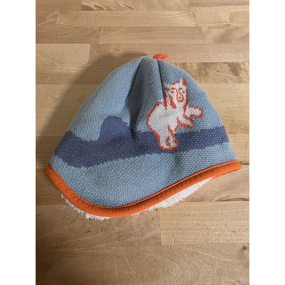 Patagonia Baby Reversible Beanie Polar Bears Play Knit Big Sky Blue 6 Months